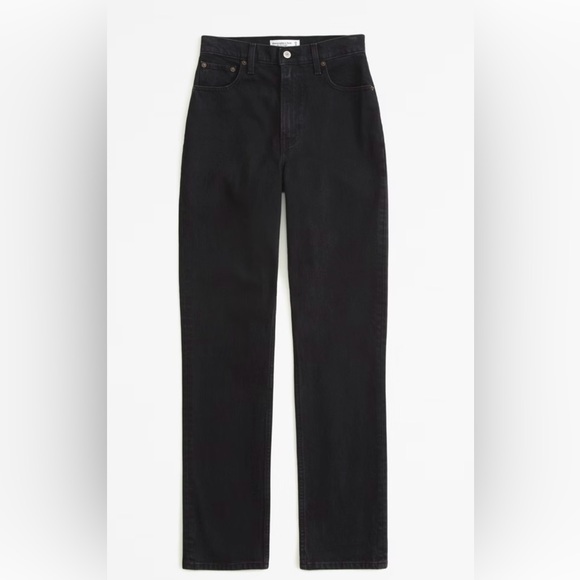 Abercrombie & Fitch 90s Relaxed Jean High Rise Black Wash Sz 25 - Picture 1 of 6